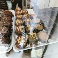 Brownies with different fillings, almonds, hazelnuts, coffee and chocolate. at Hanai Vegana in Barcelona