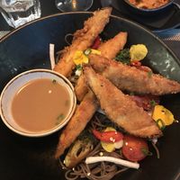 Aubergine soba with a side of kimchi   at Gorilla in Lagos