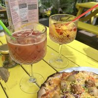 Peepo the bear and elderflower spritz   at Peepo Pizza in Bridgnorth