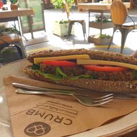 Vegan cheese sandwich at Crumb in Crete