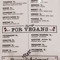 Vegetarian and vegan menu options :) at Pierogowy Raj in Krakow