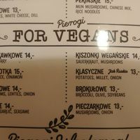 Vegan menu in English at Pierogowy Raj in Krakow