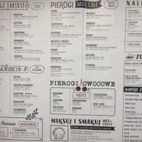 Menu at Pierogowy Raj in Krakow