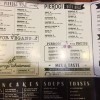 English menu at Pierogowy Raj in Krakow