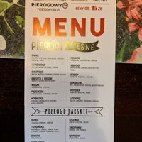 Menu side 1 at Pierogowy Raj in Krakow