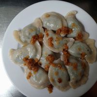 Pierogi ze szpinakiem at Pierogowy Raj in Krakow