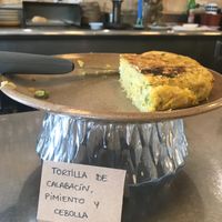 Chickpea flour tortilla with zucchini and peppers at TxuKrut Bar in Bilbao
