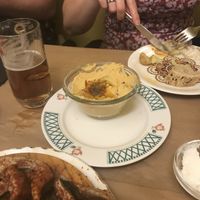 Beautiful home made hummus and lovely beer! at TxuKrut Bar in Bilbao