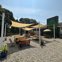 Outdoor seating in back  at Joey's Joint in Eastham