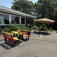 Outdoor seating in front  at Joey's Joint in Eastham