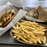 BL TeezMee and hotdog with delicious slaw at Dina's Vegan Deli & Desserts in West Palm Beach