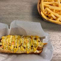 the dog at Dina's Vegan Deli & Desserts in West Palm Beach