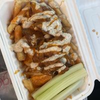 new favorite! loaded buffalo fries 🤤   at Dina's Vegan Deli & Desserts in West Palm Beach