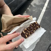 Homemade snickers bar  at Dina's Vegan Deli & Desserts in West Palm Beach