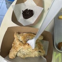 Chocolate truffle and fruit-cheese pastry, prior to discovering how delicious it was  at Dina's Vegan Deli & Desserts in West Palm Beach