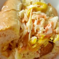 vegan hot dog at Dina's Vegan Deli & Desserts in West Palm Beach