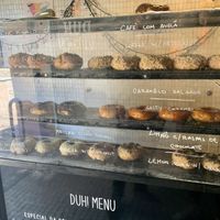 Doughnut choices  at DUH Vegan in Porto