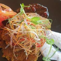 Chia and sweet potato fritters at Nautilus Resort in Rarotonga