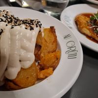 Paprika potatoes and tofu teryaki at Cafe du Grütli in Geneva