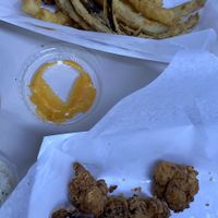 Fried pickles and fried cauli  at Trilly Cheesesteaks in New Orleans