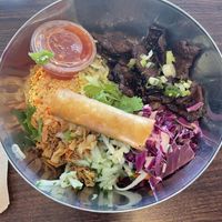 Bowl with vegan beef at DD MAU in Maryland Heights