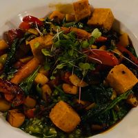 Off menu spinach risotto with fried tofu.  at Polite Society in St Louis