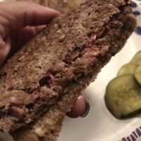 Delicious Impossible Burger on rye (carryout )  at Polite Society in St Louis