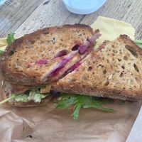 Tofu sandwich (ordered to go hence the brown bag)  at Slowpoke Espresso in Fitzroy
