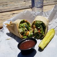 Their Veggie Wrap made vegan. at Scovie's Gourmet in Charlevoix