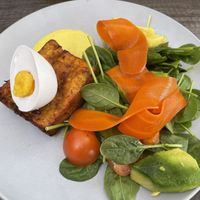 ‘Smoked Salmon on Rosti’ - plant based  at The Hummingbird Waterside Cafe in Mandurah