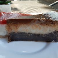 Bounty cake in the front at Napfenyes Cukraszat - Bajcsy Zsilinszky in Budapest