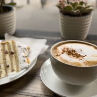 Almond latte & cakes  at Napfenyes Cukraszat - Bajcsy Zsilinszky in Budapest