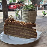 Savoury nut cake at Napfenyes Cukraszat - Bajcsy Zsilinszky in Budapest