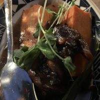 Sweet potato with braised mushrooms  at Feast at Lele - Luau in Lahaina