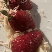 Strawberries over coconut cream at Feast at Lele - Luau in Lahaina