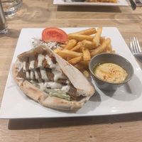 Gyros pitta (good seitan) at Sage Vegan Cafe in Crawley