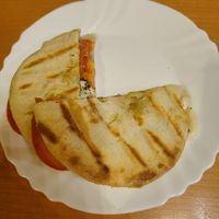 Pita with tomato and vegan mozzarella at Lao Tea House in Prague