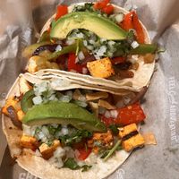 Achiote tofu & veggie tacos with corn tortilla   at Sharky's Woodfired Mexican Grill in Newbury Park