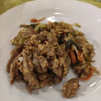 Straccetti alle mandorle con verdure saltate at La Pepiniere in Florence