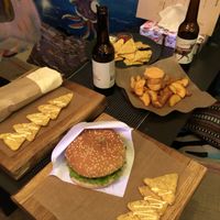 seitan wrap & chicklet burger at Veganga in Moscow