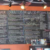 Chalkboard Menu (Note the V on the Falafel Wrap) at Wrap and Roll Cafe in Whitefish