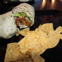 Falafel Wrap with Tortilla Chips at Wrap and Roll Cafe in Whitefish