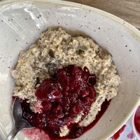 Vegan porridge   at Trading Post Coffee Roasters in Brighton