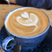 Good latte on oat   at Trading Post Coffee Roasters in Brighton