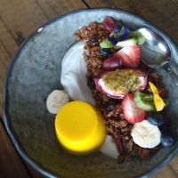 Vegan coconut mango pana cotta at BeanStation Cafe in Wodonga