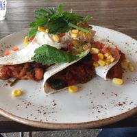 Braised Bean Tortillas, without avocado as requested.  at BeanStation Cafe in Wodonga
