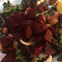 Beet salad close up at Theo's in Penticton