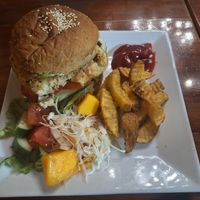 Vegan burger at Casa Bonita in Cat Ba