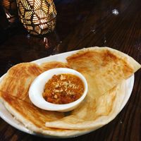 Roti with peanuts sauce  at Buddha Stix in Dunedin