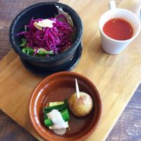 Appetizers that go with the pancake set lunch at Volver in Kochi